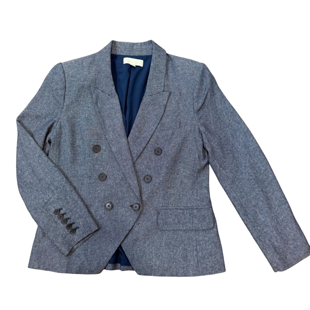 Ryegrass Coastal Linen Blend Navy Double Breasted Blazer Jacket (10) Tailored